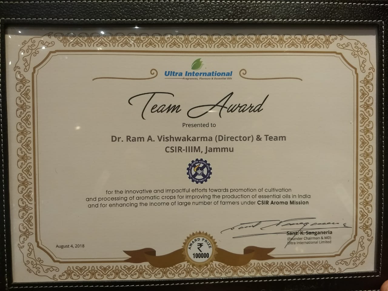 Ultra International Team Award